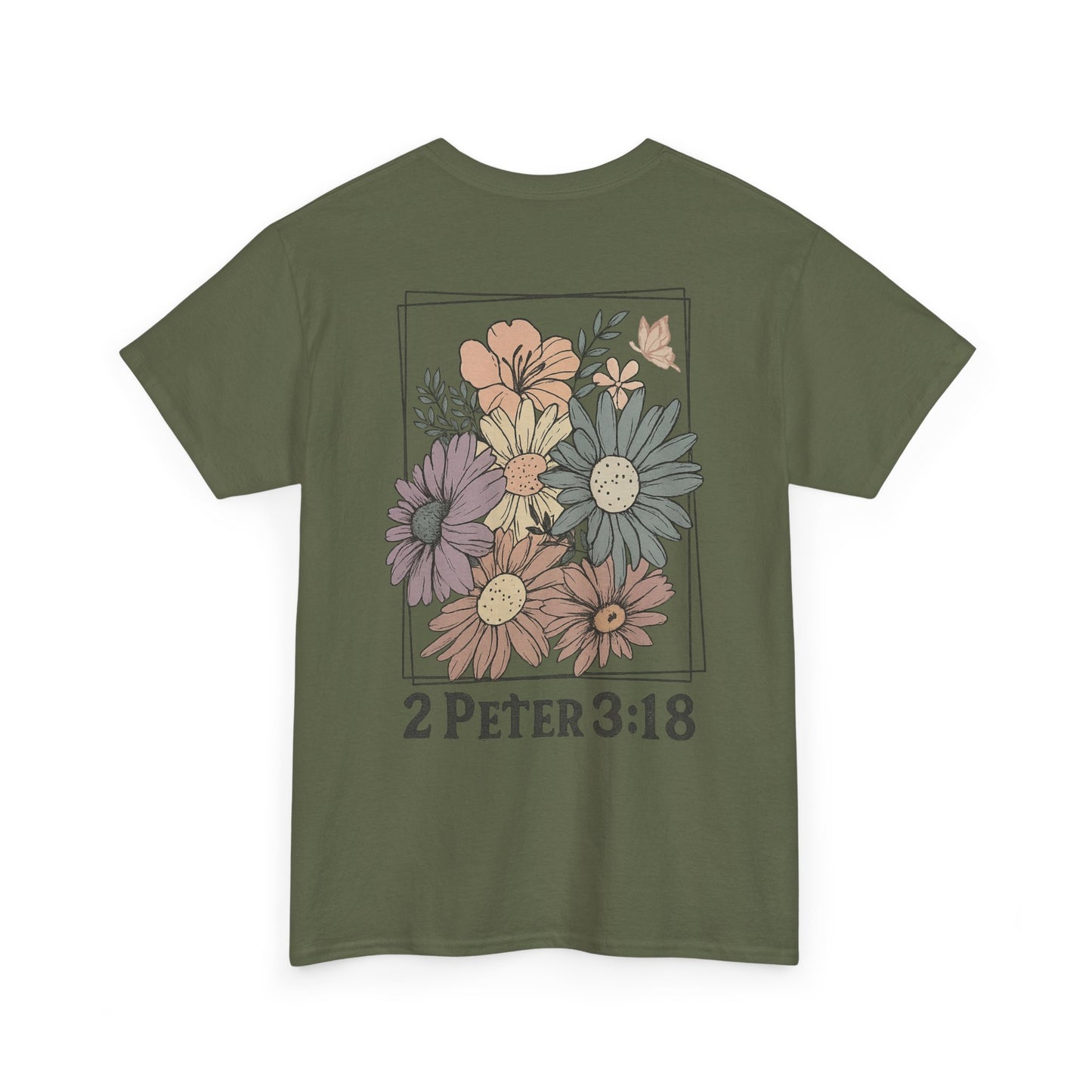 Grow in Grace Floral Scripture Tee – 2 Peter 3:18