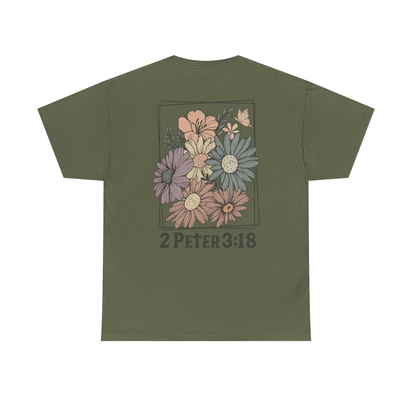 Grow in Grace Floral Scripture Tee – 2 Peter 3:18