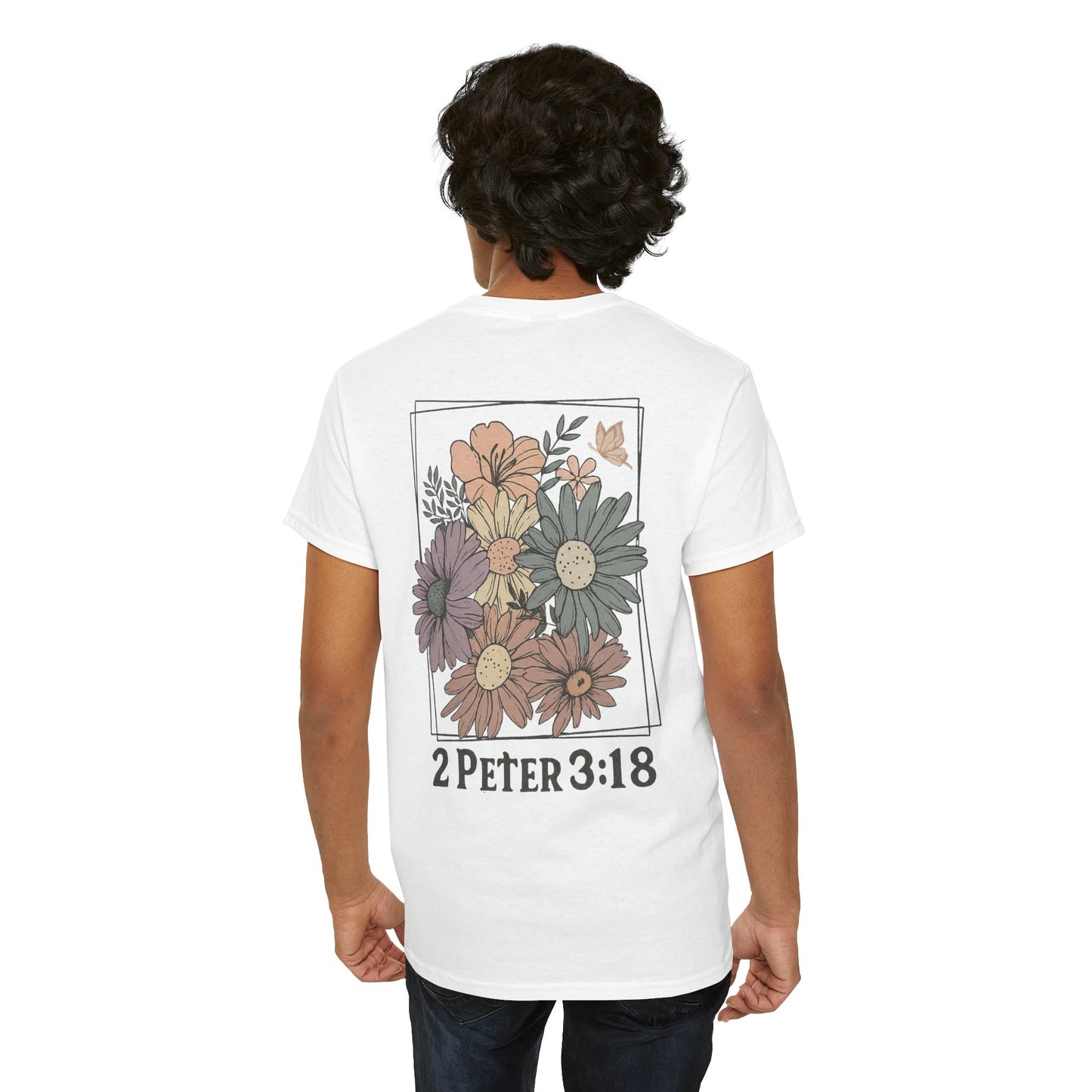 Grow in Grace Floral Scripture Tee – 2 Peter 3:18