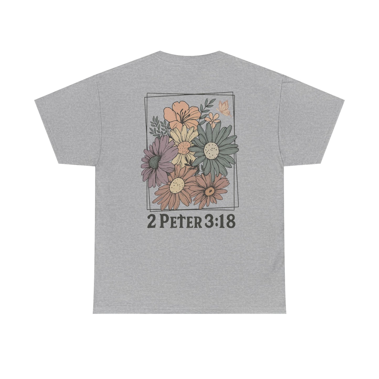 Grow in Grace Floral Scripture Tee – 2 Peter 3:18