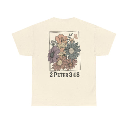 Grow in Grace Floral Scripture Tee – 2 Peter 3:18