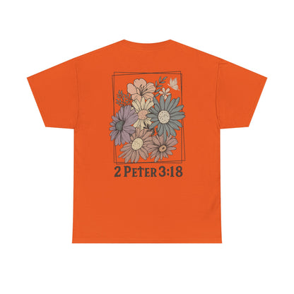 Grow in Grace Floral Scripture Tee – 2 Peter 3:18