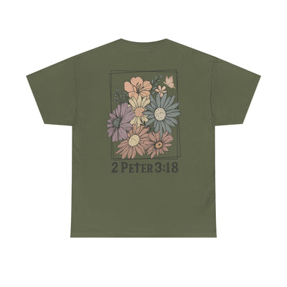 Grow in Grace Floral Scripture Tee – 2 Peter 3:18