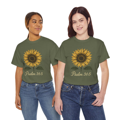 Sunflower Psalm 34:5 Unisex Tee