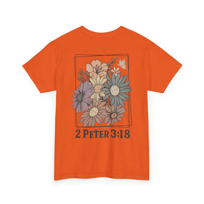 Grow in Grace Floral Scripture Tee – 2 Peter 3:18