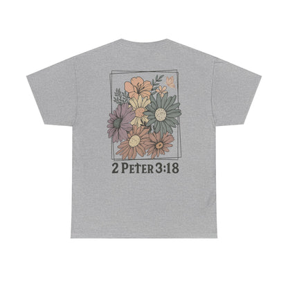 Grow in Grace Floral Scripture Tee – 2 Peter 3:18
